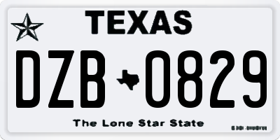 TX license plate DZB0829