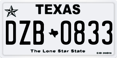 TX license plate DZB0833