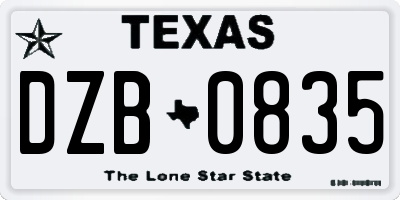 TX license plate DZB0835