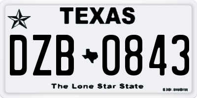 TX license plate DZB0843