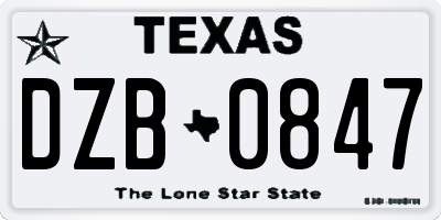 TX license plate DZB0847