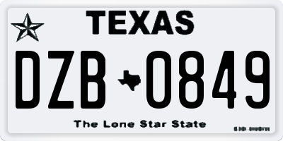 TX license plate DZB0849