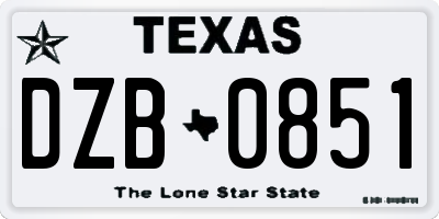 TX license plate DZB0851