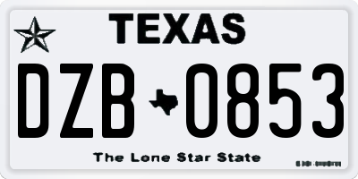 TX license plate DZB0853