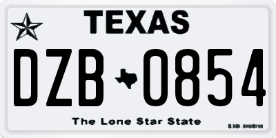 TX license plate DZB0854