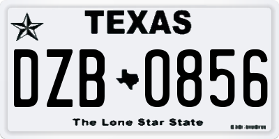 TX license plate DZB0856