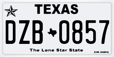 TX license plate DZB0857