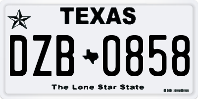 TX license plate DZB0858