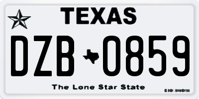 TX license plate DZB0859