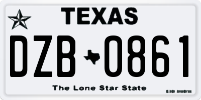 TX license plate DZB0861