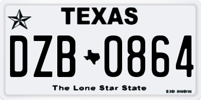 TX license plate DZB0864
