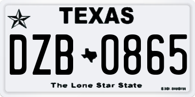 TX license plate DZB0865