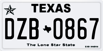 TX license plate DZB0867