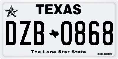 TX license plate DZB0868