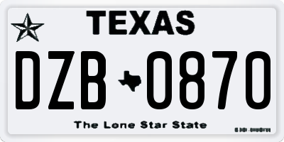 TX license plate DZB0870