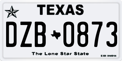 TX license plate DZB0873