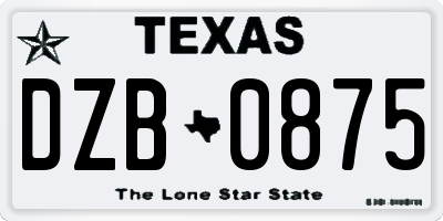 TX license plate DZB0875