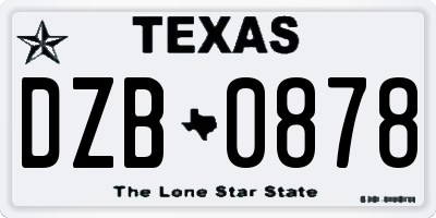TX license plate DZB0878