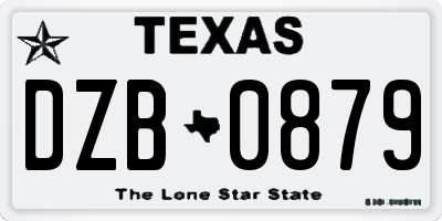TX license plate DZB0879