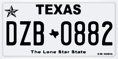 TX license plate DZB0882
