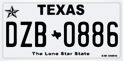 TX license plate DZB0886