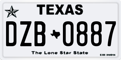 TX license plate DZB0887
