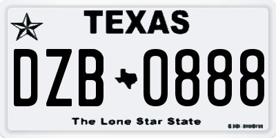 TX license plate DZB0888