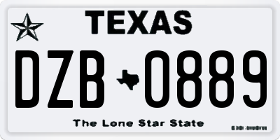 TX license plate DZB0889