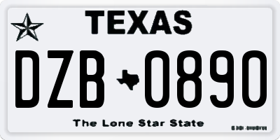 TX license plate DZB0890