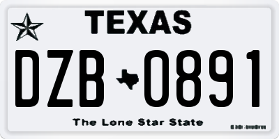 TX license plate DZB0891