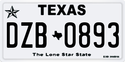 TX license plate DZB0893
