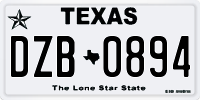 TX license plate DZB0894