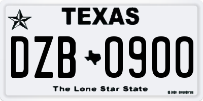 TX license plate DZB0900
