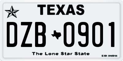TX license plate DZB0901