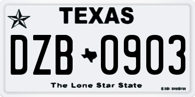 TX license plate DZB0903