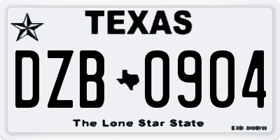 TX license plate DZB0904