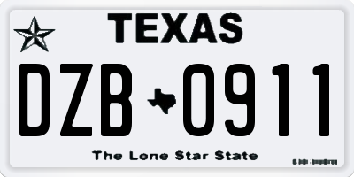 TX license plate DZB0911