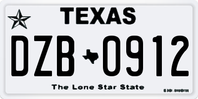 TX license plate DZB0912