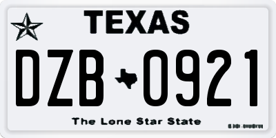 TX license plate DZB0921