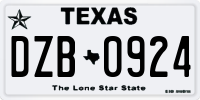 TX license plate DZB0924