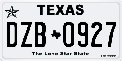 TX license plate DZB0927