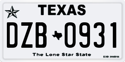 TX license plate DZB0931