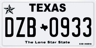 TX license plate DZB0933