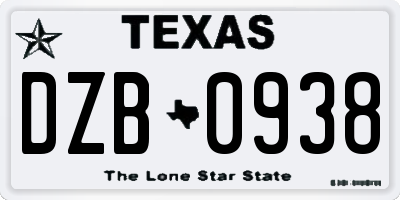 TX license plate DZB0938