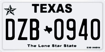 TX license plate DZB0940