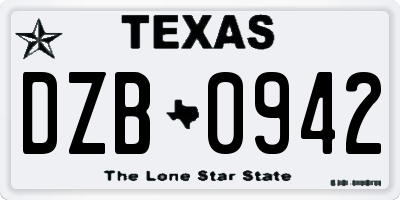 TX license plate DZB0942