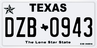 TX license plate DZB0943