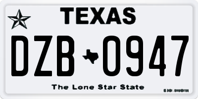 TX license plate DZB0947