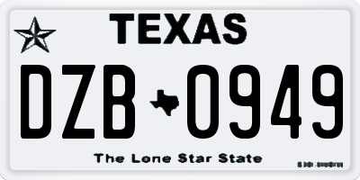 TX license plate DZB0949