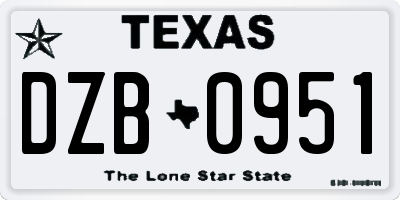 TX license plate DZB0951